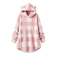 thumbnail image 1 of WMTBSRSW Women's Oversized Fuzzy Fleece Hoodies Fashion Plaid Button Blanket Hoodies Cute Cat Ear Hood Long Sleeve Pullover Tops Pink XX-Large, 1 of 3