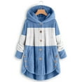 thumbnail image 1 of WMTBSRSW Women's Oversized Fuzzy Fleece Hoodies Wearable Blanket Hoodie Side Button Hooded Sweatshirt with Hood Color Block Plush Sherpa Hoodies Light Blue Small, 1 of 4