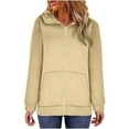 thumbnail image 1 of WMTBSRSW Women's Plus Size S-5XL Hoodies Zip Up Solid Hooded Sweatshirts Casual Long Sleeve Sweatshirts with Pockets Fleece Lined Hood Jackets Beige Large, 1 of 8