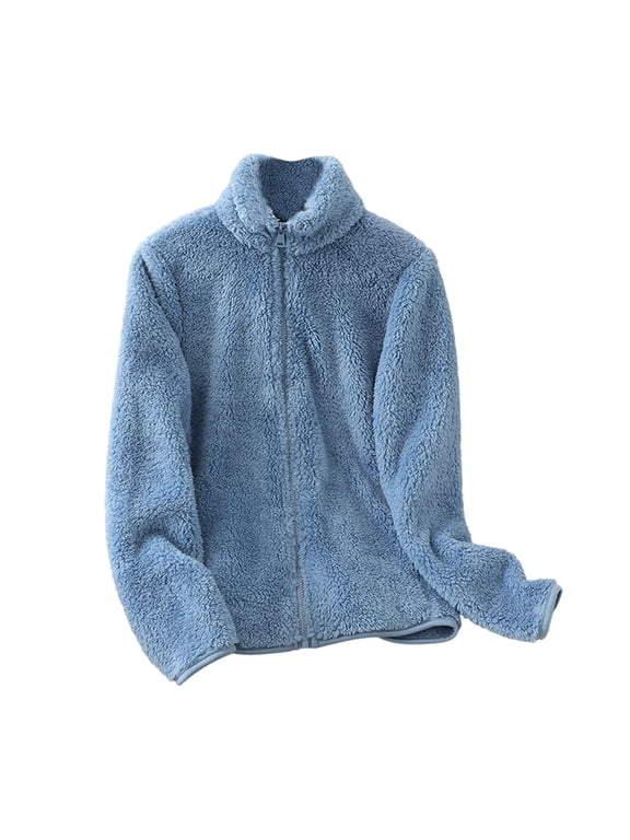 Women's Plus Size Zip up Bed Jacket Thick Plush Stand Collar House Coats Winter Warm Fuzzy Fleece Winter Warm Pajamas Tops Soft Thermal Lounge Outwear