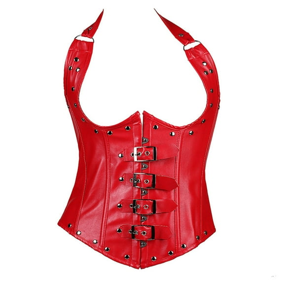 WMTBSRSW Women's Steel Boned Vintage Corset Steampunk Gothic Bustier Waist Cincher Vest Faux Leather Shapewear
