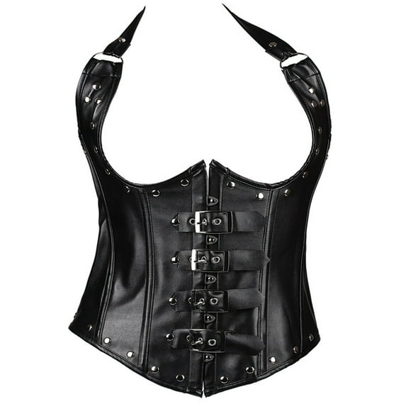 WMTBSRSW Women's Steel Boned Vintage Corset Steampunk Gothic Bustier Waist Cincher Vest Faux Leather Shapewear
