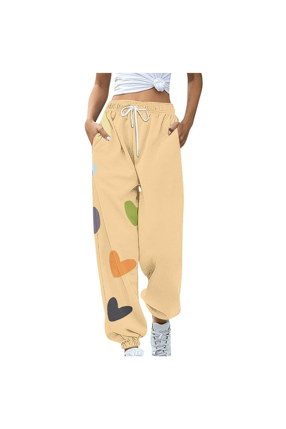 Women's Sweatpants 2025 Trendy Cute Graphic Baggy Sweatpants High Waisted Drawstring Joggers with Pockets