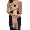 thumbnail image 1 of WMTBSRSW Women's Tassel Wraps for Evening Dresses Y2k Bolero Shrug Wraps Cover up with Buckle Lightweight Scarf, 1 of 4