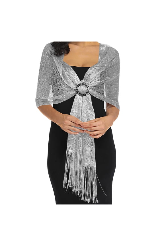 Women's Tassel Wraps for Evening Dresses Y2k Bolero Shrug Wraps Cover up with Buckle Lightweight Scarf