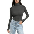 thumbnail image 1 of WMTBSRSW Women's Turtleneck Long Sleeve Tops Stretchy Slim Fitted Shirts Solid Basic Thermal Underwear Tops Fall Winter Clothes, 1 of 6