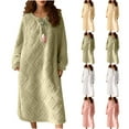 thumbnail image 1 of WMTBSRSW Women's Warm Winter Fuzzy Fleece Nightgown Fuzzy Fleece Cozy Plush Pullover Loungewear Sleepdress Soft Round Neck Nightdress Yellow XL, 1 of 9