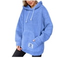 thumbnail image 1 of WMTBSRSW Women's Warm Winter Oversized Hoodies Fuzz Fleece Hoodie Sweatshirt Thermal Plush Sherpa Pullover with Kanga Pocket Blue X-Large, 1 of 9