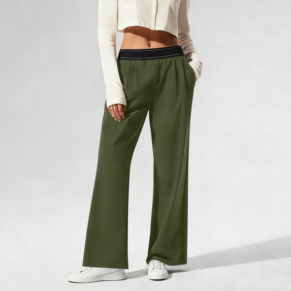 WMTBSRSW Women's Wide Leg Pants High Waisted Swim Beach Pants UPF 50+ Lightweight Travel Trousers with Pockets Sun Protective Army Green Large