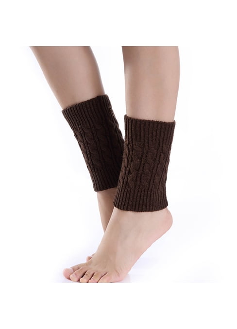 Foweknow Women's Knitted Thick Leg Warmers Leg Warmers Short Leg Warmers Winter Warm Boot Cuff Socks Comfortable Ankle Warmer Thermal Socks, Beige, One Size