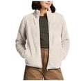 thumbnail image 1 of WMTBSRSW Women's Winter Warm Coat Fuzzy Fleece Long Sleeve Cropped Sweatshirts Jackets Casual Zip Up Bomber Coat with Pockets Beige Medium, 1 of 4