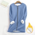 thumbnail image 1 of WMTBSRSW Women's Winter Warm Full Zip Hoodies Sherpa Lined Fleece Half Zip Sweatshirt Pullover Loungewear Tunic Tops 2 Style Blue Small, 1 of 8