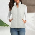 thumbnail image 1 of WMTBSRSW Women's Winter Warm Quilted Vest Casual Sleeveless Zip up Padded Jackets Thermal Solid Waistcoat with Pockets No Hood White Medium, 1 of 9