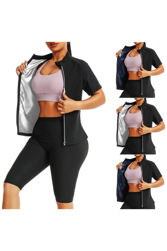 Women's Workout Jackets Full Zip up Cropped Yoga Jackets Athletic Slim Fit Sweat Wicking Long Sleeve Tops