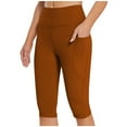 thumbnail image 1 of WMTBSRSW Womens Bermuda Long Shorts Knee Length Pull on Work Shorts High Waisted Capris Solid Straight Leg Hiking Vacation Outfits Khaki Large, 1 of 7