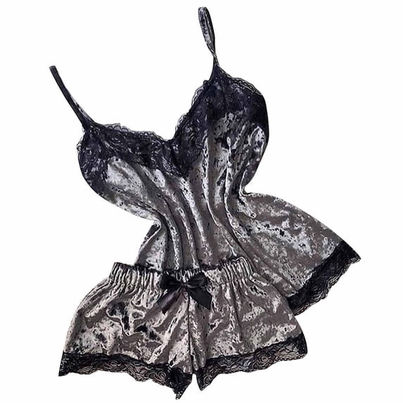 dazeni Womens Cami Pajama Sets 2 Piece Lace Trim Camisole Top and Tie Bow Shorts Lightweight Sleepwear Loungewear Honeymoon Pajamas Sets