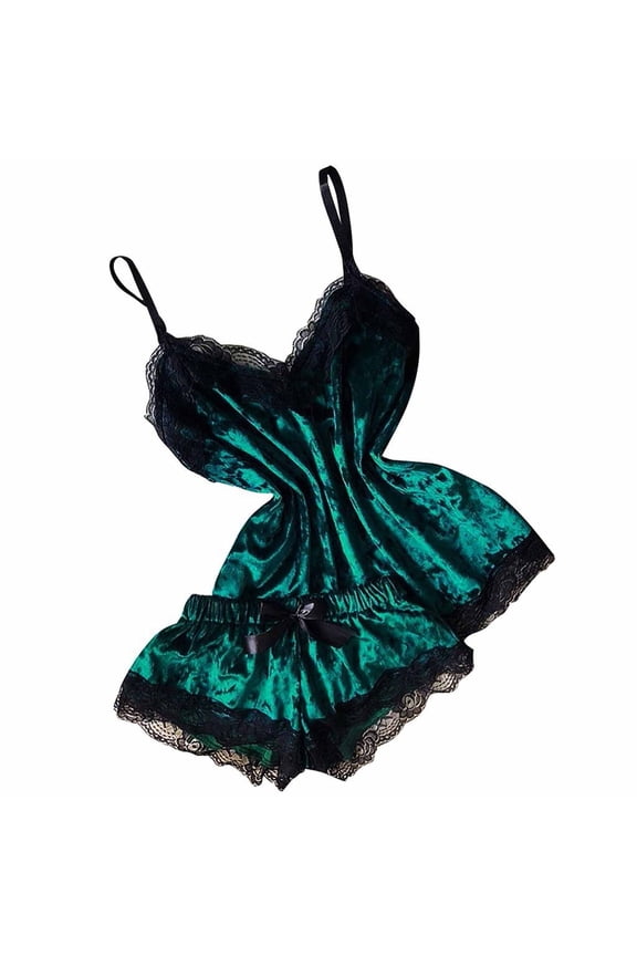 Womens Cami Pajama Sets 2 Piece Lace Trim Camisole Top and Tie Bow Shorts Lightweight Sleepwear Loungewear Honeymoon Pajamas Sets