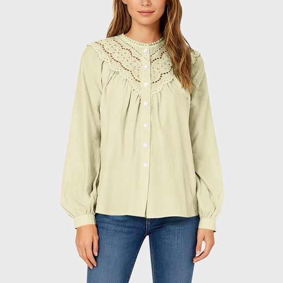 WMTBSRSW Womens Casual Dress Tops Trendy Ruffle Long Sleeve Shirts Fall Smock Neck Work Business Office Blouse