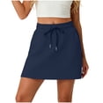 thumbnail image 1 of WMTBSRSW Womens Fashion Tennis Skorts Shorts with Pockets High Waisted Drawstring Skirts Summer Solid Athletic Workout Shorts Navy Large, 1 of 6