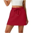 thumbnail image 1 of WMTBSRSW Womens Fashion Tennis Skorts Shorts with Pockets High Waisted Drawstring Skirts Summer Solid Athletic Workout Shorts Red Large, 1 of 6