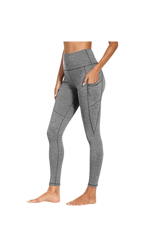 Womens High Waisted Yoga Leggings with Pockets Quick Dry Bufft Lift Workout Legging Fitness Running Thight X-Large Gray