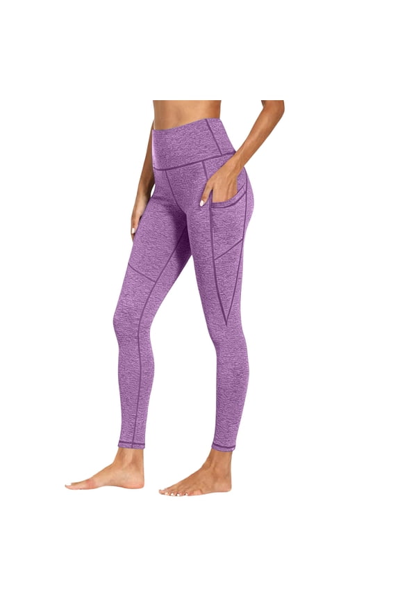 Womens High Waisted Yoga Leggings with Pockets Quick Dry Bufft Lift Workout Legging Fitness Running Thight X-Large Purple