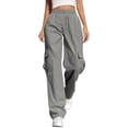 thumbnail image 1 of WMTBSRSW Womens Hiking Pants Lightweight Travel Golf Cargo Safari Elastic Waisted Pants with Pockets Loose Casual Straight Leg Baggy Sweatpants, 1 of 7