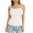 thumbnail image 1 of WMTBSRSW Womens Lace Trim Camisole Tank Tops Scoop Neck Spaghetti Strap Sleeveless Top Basic Tank for Layering White X-Small, 1 of 8
