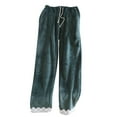 thumbnail image 1 of WMTBSRSW Womens Lace Trim Fluffy Pajama Pants Fuzzy Fleece Cozy Lounge Pants with Pockets Winter Warm Drawstring Pj Bottoms Green, 1 of 3
