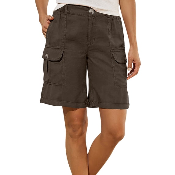 WMTBSRSW Womens Lightweight Hiking Cargo Shorts Casual Straight Leg Pull on Shorts for Running Athletic Camping Travel Golf with Pockets Brown X-Large