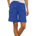 thumbnail image 1 of WMTBSRSW Womens Lightweight Hiking Cargo Shorts Casual Straight Leg Pull on Shorts for Running Athletic Camping Travel Golf with Pockets Blue Small, 1 of 8