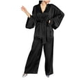 thumbnail image 1 of dazeni Womens Pajama Set 2 Piece Kimono Robe PJs Sets Lightwieght Soft Loose Loungewear Long Sleeve Sleepwear with Elastic Waist Long Pants, 1 of 5