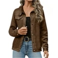 thumbnail image 1 of WMTBSRSW Womens Petite Suede Jackets Trendy Lapel Button Down Bomber Jackets Casual Solid Slim Fitted Short Outwear Khaki Medium, 1 of 8