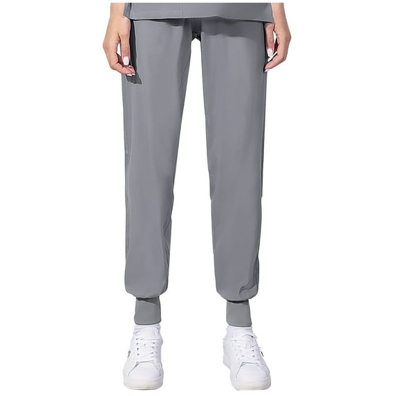 WMTBSRSW Womens Scrub Pants Summer Elastic Waist Baggy Lounge Soft Stretch Yoga Tapered Sweatpants Lightweight Athletic Workout Joggers Pant with Pocket