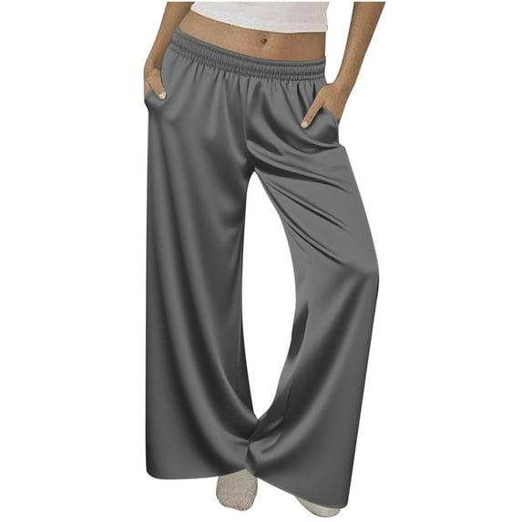 WMTBSRSW Womens Silk Satin Pajama Pants Wide Leg Palazzo Lounge Pants Light Weight Loose Comfy Casual Sleep Pants with Pockets Loungewear