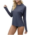 thumbnail image 1 of WMTBSRSW Womens Sun Protection Hoodie Shirts with Thumb Holes UPF 50+ UV Long Sleeve Rash Guard Swim Shirt Workout Athletic Tops Navy Large, 1 of 6