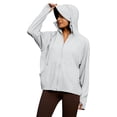 thumbnail image 1 of WMTBSRSW Womens UPF 50+ Sun Protection Jacket Hoodies Lightweight Athletic Full Zip Long Sleeve Shirts Hiking Running Outdoor Pockets White Medium, 1 of 8
