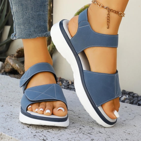 WMTBSRSW Womens Wedge Platform Sandals Espadrille Heels Round Open Toe Buckle Ankle Strap Summer Shoes