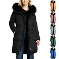 thumbnail image 1 of WMTBSRSW Womens Winter Coats Plus Size Quilted Thicken Warm Puffer Ski Jacket Plush Trim HoodedOutdoor Comfy Padded Jackets with Pockets Black Large, 1 of 8