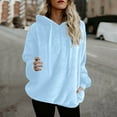 thumbnail image 1 of WMTBSRSW Womens Winter S-5XL Fuzzy Fleece Sweatshirts with Pockets Cozy Sherpa Lined Half Zip Pullover Solid Loose Casual Plus Size Long Sleeve Tops Light Blue 5X-Large, 1 of 8