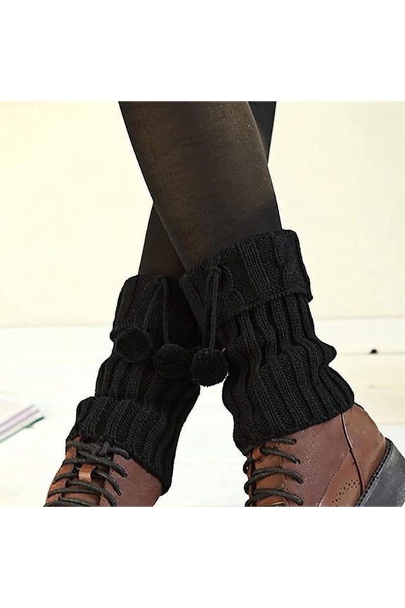 Womens Winter Slouch Socks Solid Knitted Soft Short Leg Warmer Fuzzy Stockings with Party Footless Boot Stockings for Ladies Girls