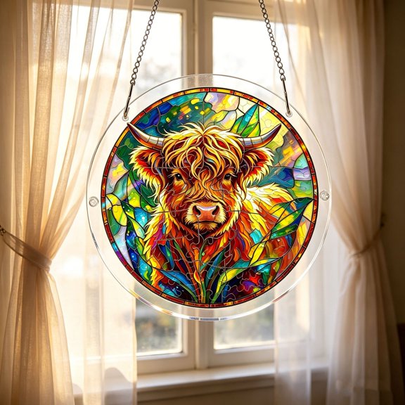 WMTOKK Acrylic Suncatcher Puzzle Hanging, Stained Glass Window Decor, Colorful Light Catcher Ornament for Home Office Garden, Creative Gift, D