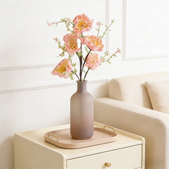 WMTOKK Artificial Azalea Flower Stem 13.78in Realistic Silk Fake Plant with Green Leaves for Home Living Room Wedding Party Spring Decor (Yellow Pink)