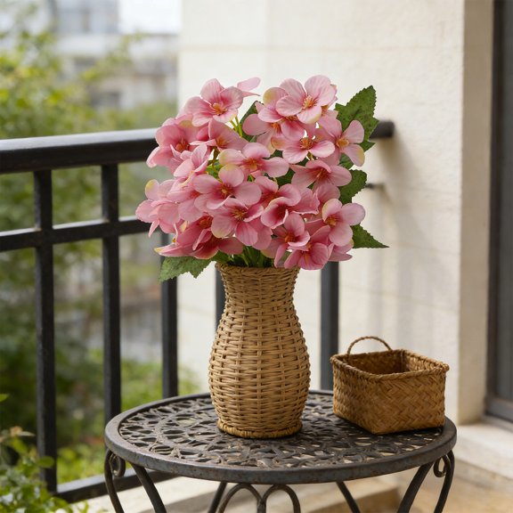 WMTOKK Artificial Flower Stem 15.75in Realistic Fake Floral Arrangement for Wedding Decoration Living Room Table Vase Decor (Pink)