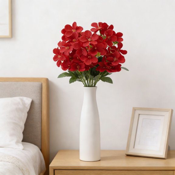 WMTOKK Artificial Flower Stem 15.75in Realistic Fake Floral Arrangement for Wedding Decoration Living Room Table Vase Decor (Red)