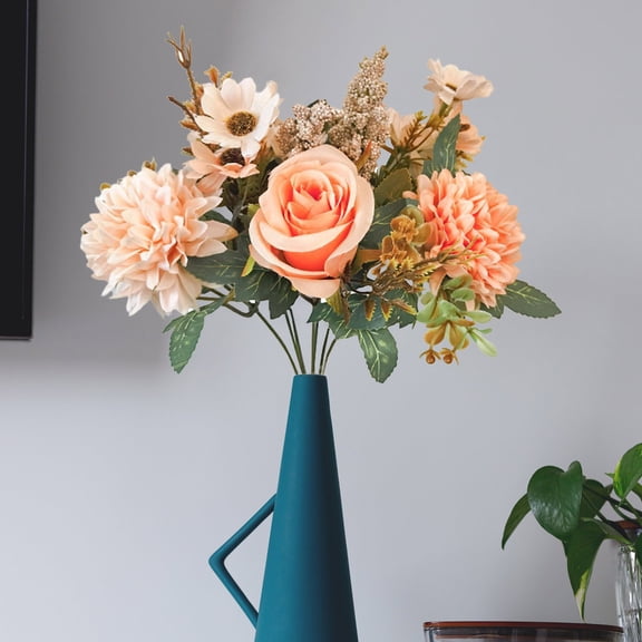 WMTOKK Artificial Hydrangea Flower Bouquet Fake Rustic Floral Arrangement for Farmhouse Wedding Table Centerpiece Vase Living Room Home Decoration (B)