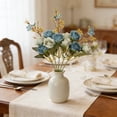 thumbnail image 1 of WMTOKK Artificial Mini Rose Bouquet Realistic Fake Flower Arrangement for Dining Table Centerpiece Wedding Home Decoration (Blue), 1 of 6