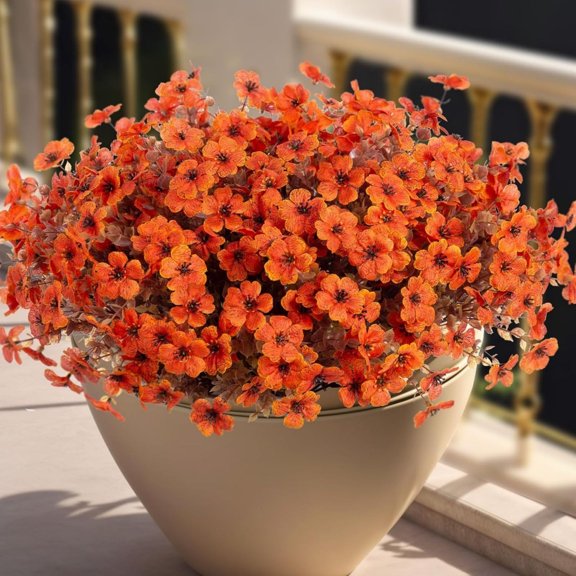 WMTOKK Autumn Artificial Flower 13.78in Fall Garden Decorative Flower for Thanksgiving Halloween Home Decoration (Orange)