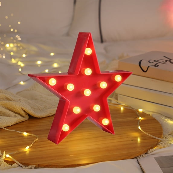 WMTOKK Independence Day Star Table Lamp 7.87in LED Five Point Star Decorative Light for Party Table Holiday Decoration (Red)