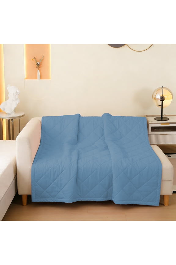 Summer Air-Conditioning Quilt, Lightweight Bed Blanket, Skin-Friendly Portable Cooling Bedding for Daily Nap, 39.37 x 59.06 in, Navy